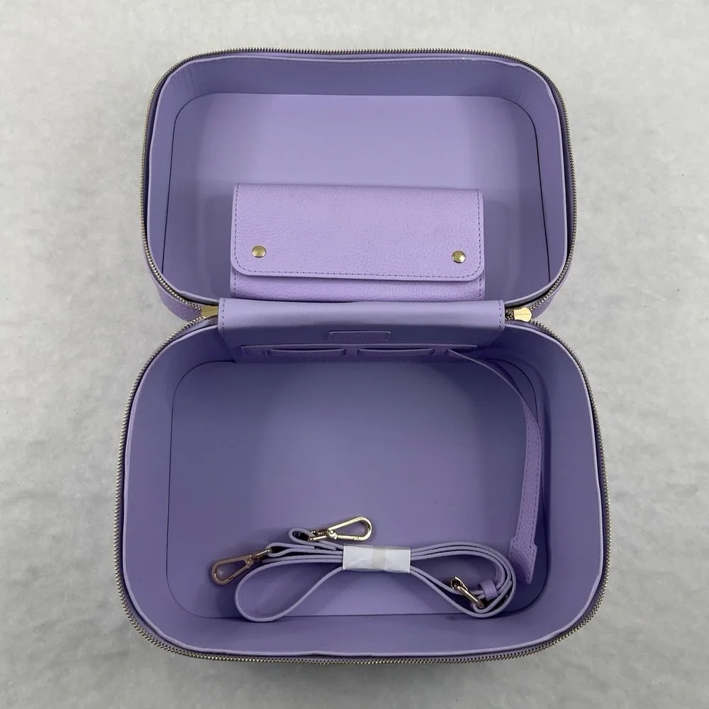 Truly Beauty Amalfi Luxury Travel Trunk Lilac Vegan Leather Makeup Case New - Picture 2 of 7